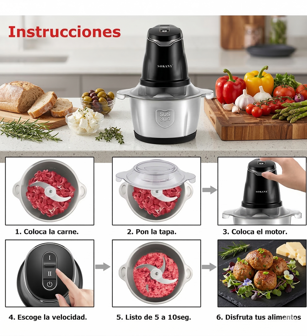 PICADORA ELÉCTRICA SOKANY — Pica, Muele y Tritura en Segundos ⚡